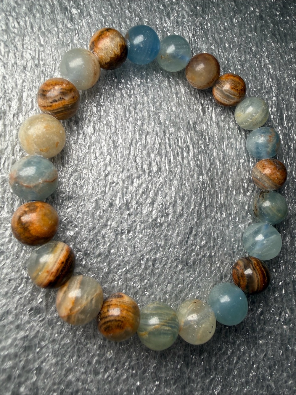 Beautiful 9MM Blue Calcite Natural Crystal Bracelet